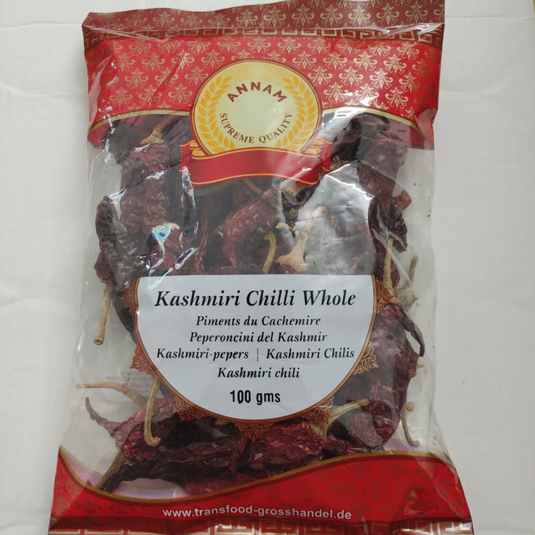 Annam Dried Kashmiri Chilli Whole - 100g (BBE March 2024)