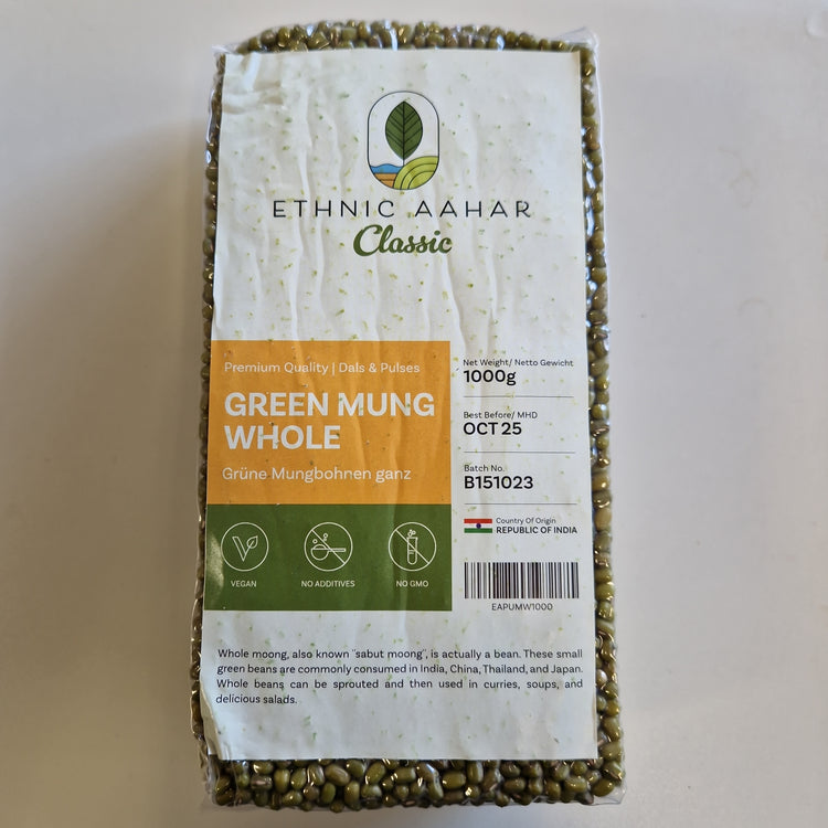 Ethnic Aahar Green Mung Whole - 1kg