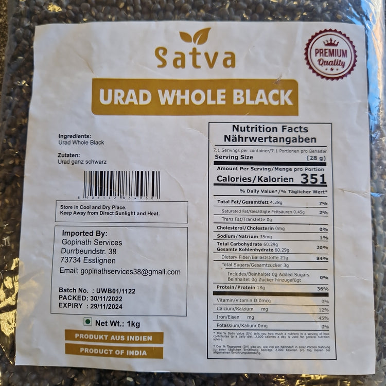 Satva Urid Whole Black - 1kg