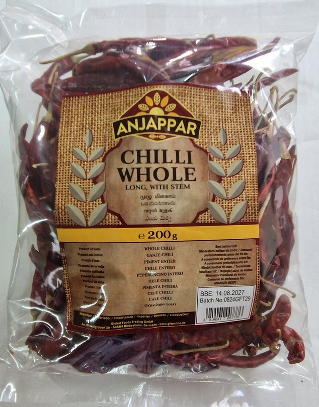Anjappar Dried Chilli Whole With Stem - 200g
