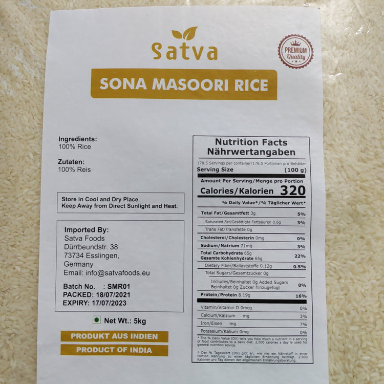 Satva Sona Masoori Rice - 5 kg