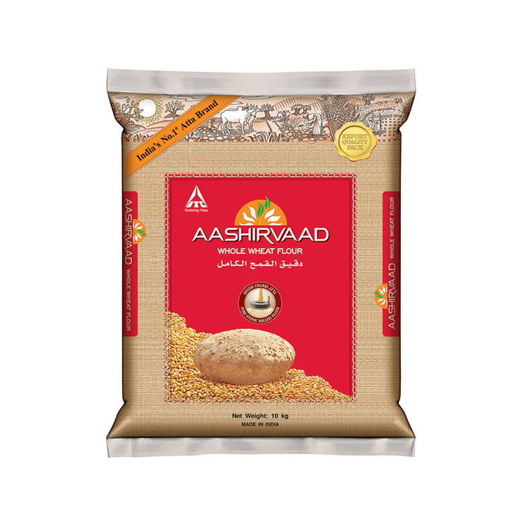 Aashirvaad Whole Wheat Atta Flour - 10kg(Export Pack)